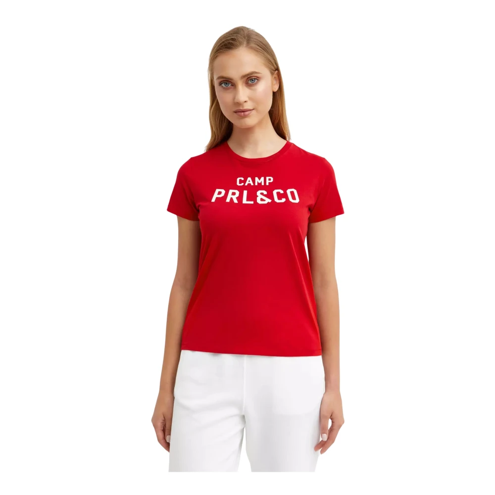 Ralph Lauren Rood katoenen T-shirt met logo Red Dames