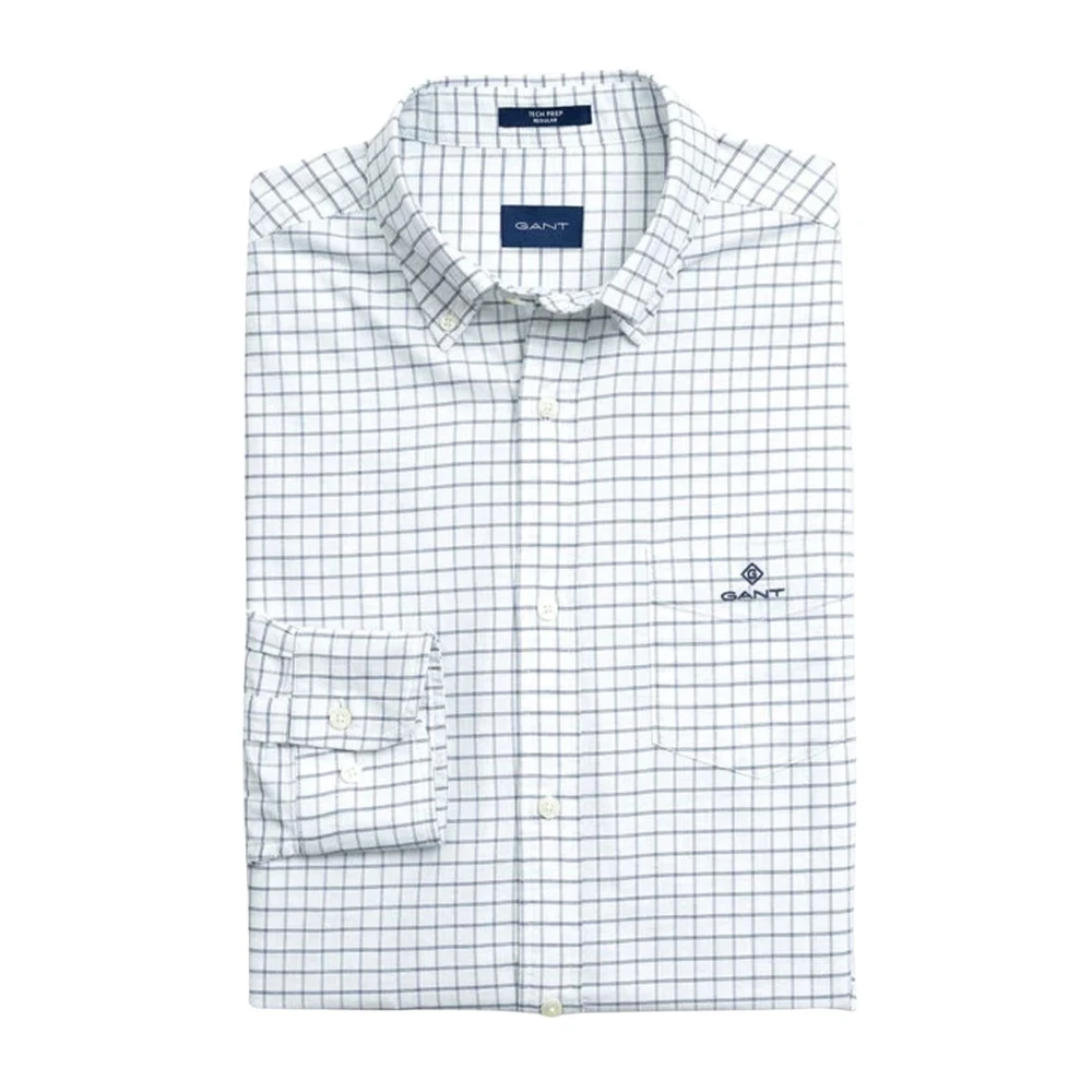 Gant Geruite Regular Fit Overhemd White Heren