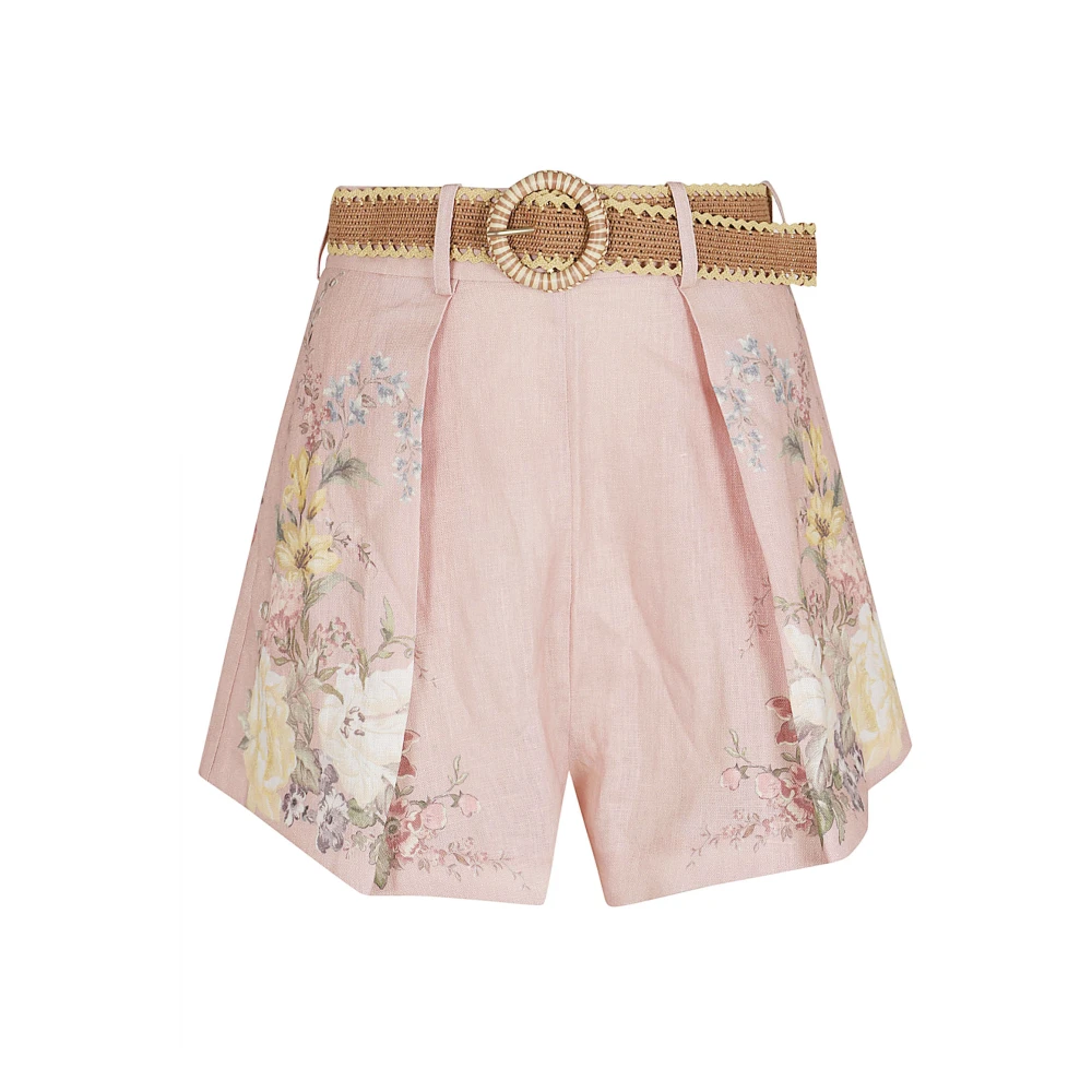 Zimmermann Bloemen Roze & Paarse Linnen Shorts Multicolor Dames