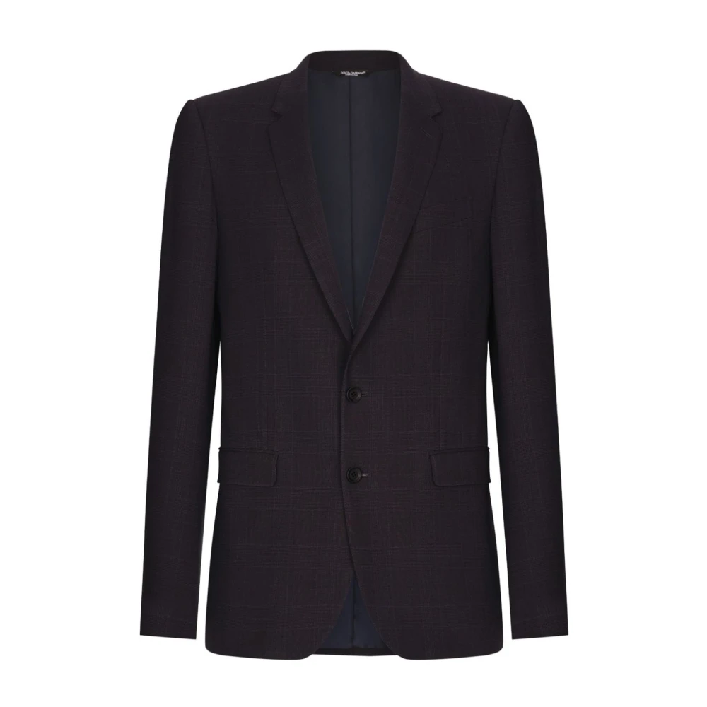 Dolce & Gabbana Blauw Prince of Wales Check Suit Blue Heren