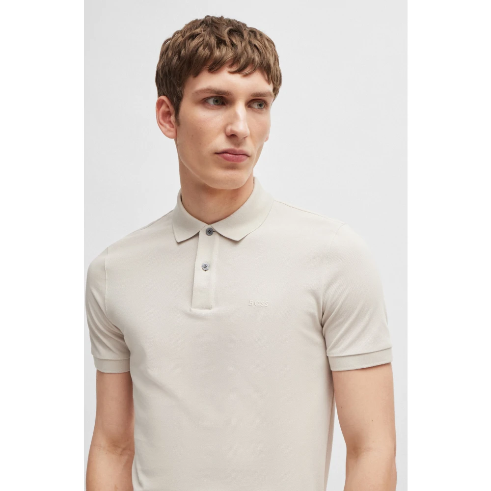 Boss Pique Polo Shirt Gray Heren