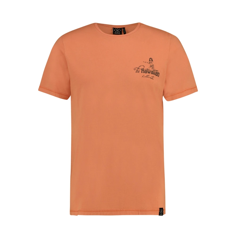 Kultivate Hawaiiaans T-shirt met korte mouwen Orange Heren