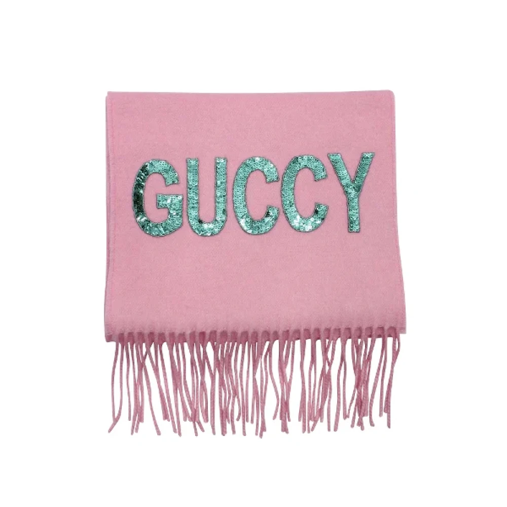 Gucci Vintage Rosa Zijden Gucci Sjaal Pink Dames
