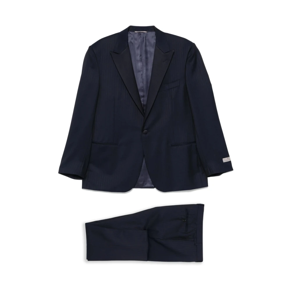 Canali Navy Blue Formeel Pak Jas Blue Heren
