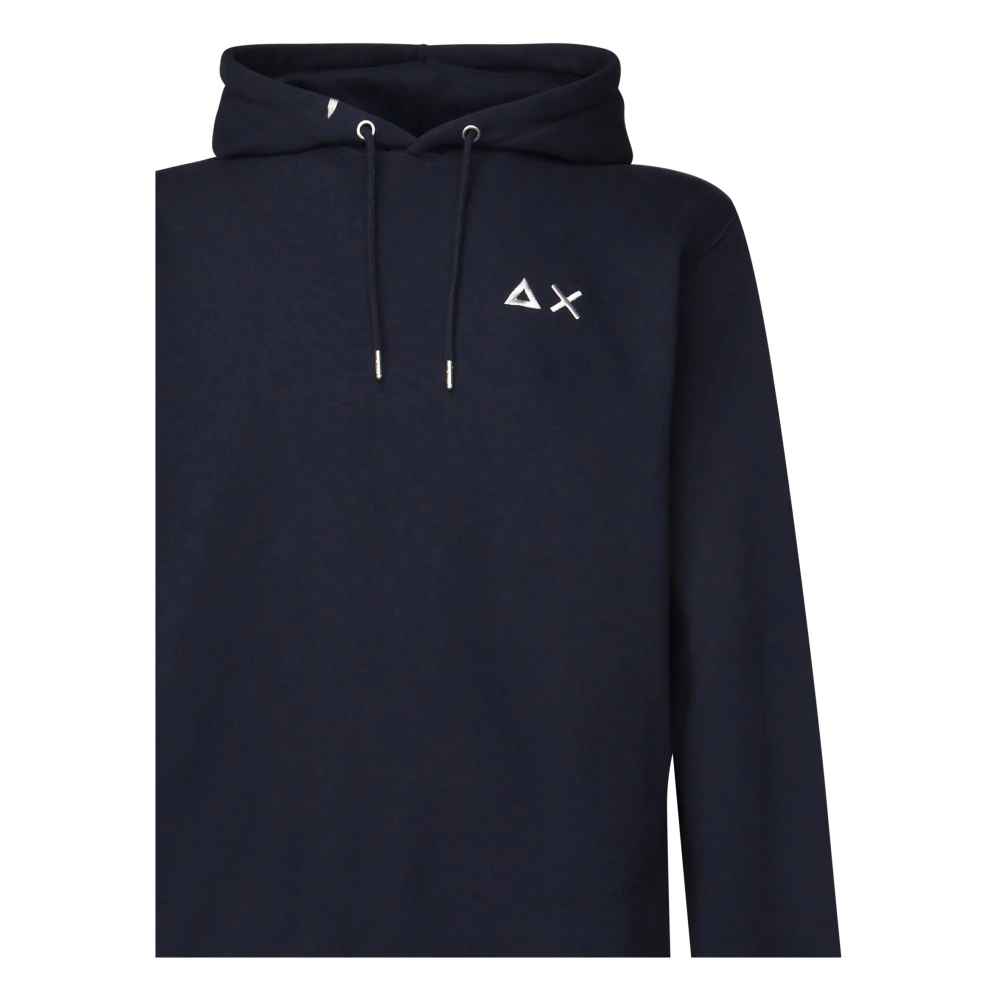 Sun68 Blauwe Sweatshirt met Logo en Trekkoord Capuchon Blue Heren
