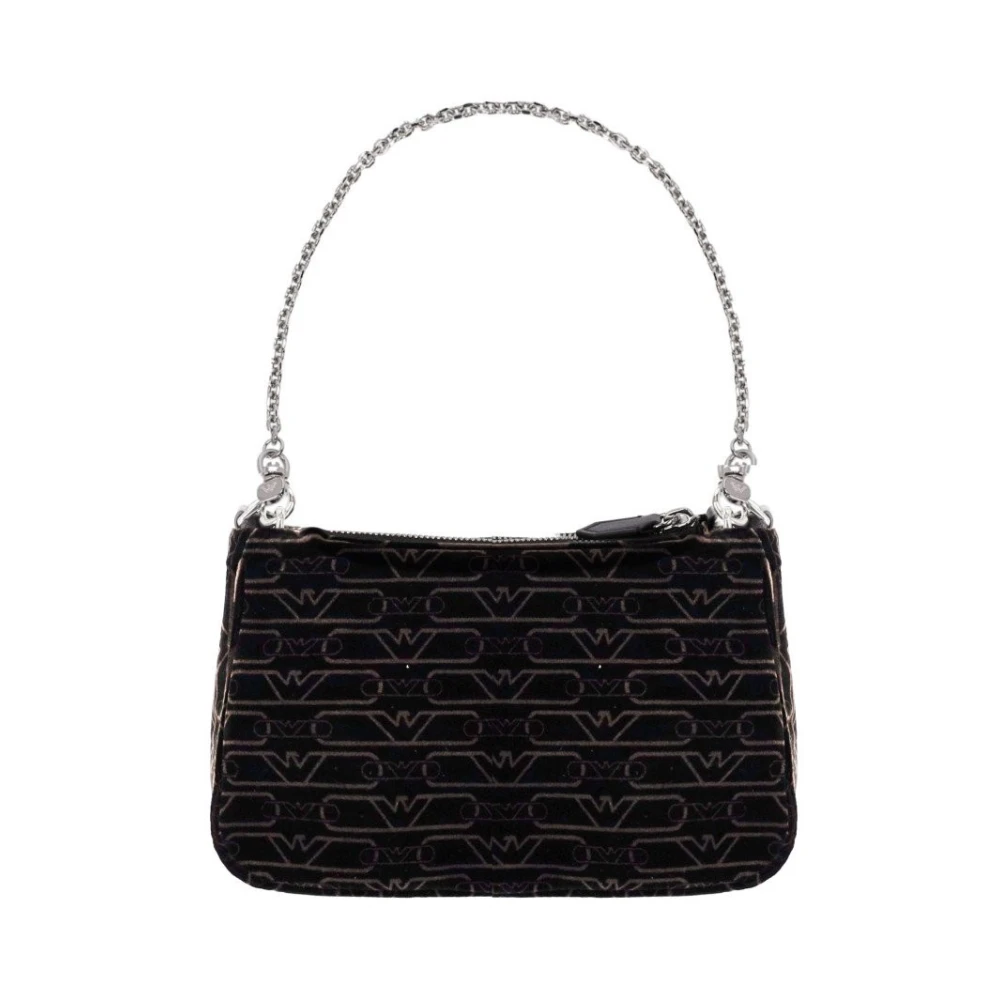 Emporio Armani Zwarte Monogram Schoudertas met Ketting Black Dames