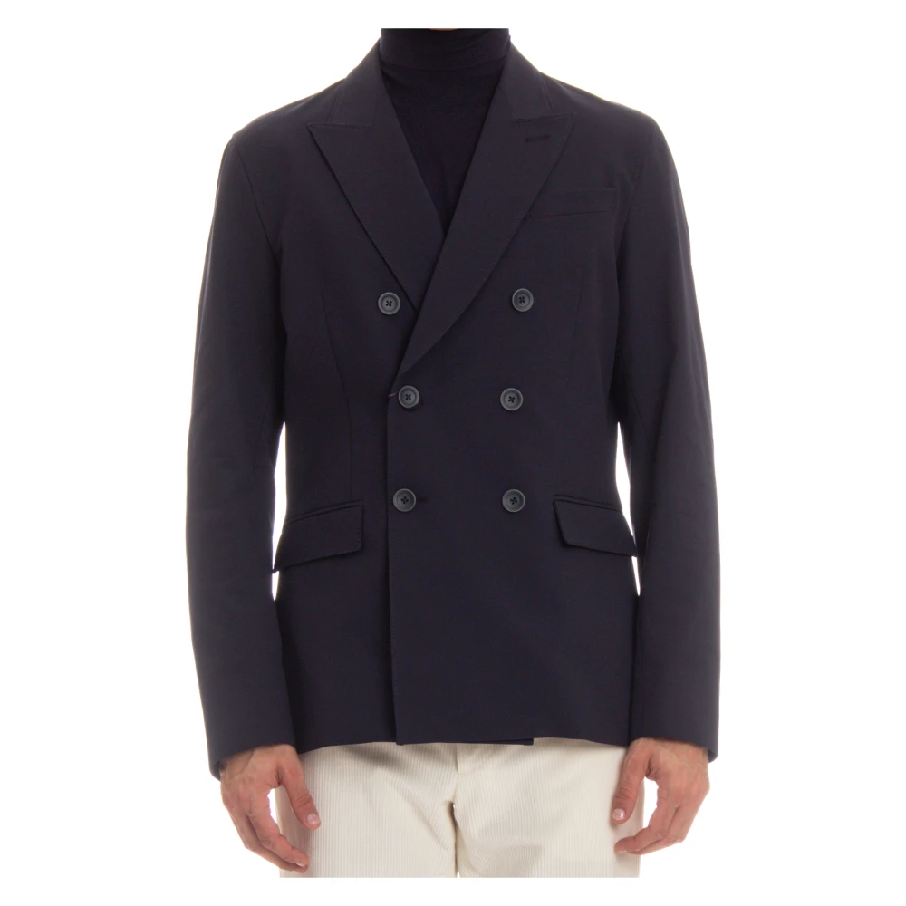 Herno Blauwe Dubbel-Borst Elastische Jas Blue Heren