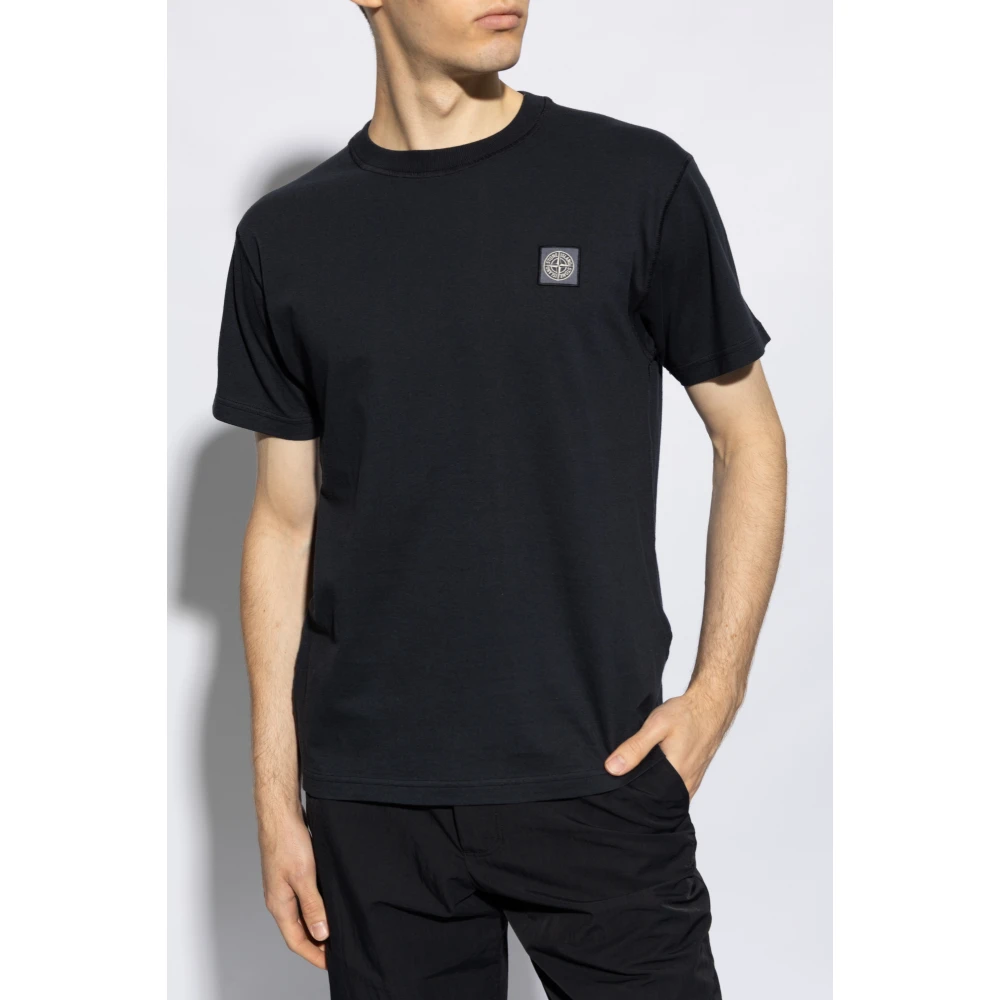 Stone Island T-shirt met logo patch Blue Heren