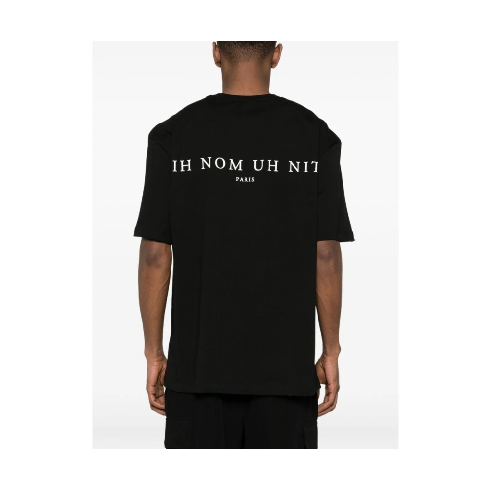 IH NOM UH NIT Zwart Katoenen T-Shirt met Gezichtsprint Black Heren