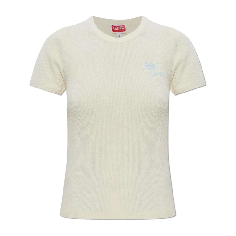 Kenzo Kvinno Beige Toppar Dam, M, T-Shirt Med Logotyp