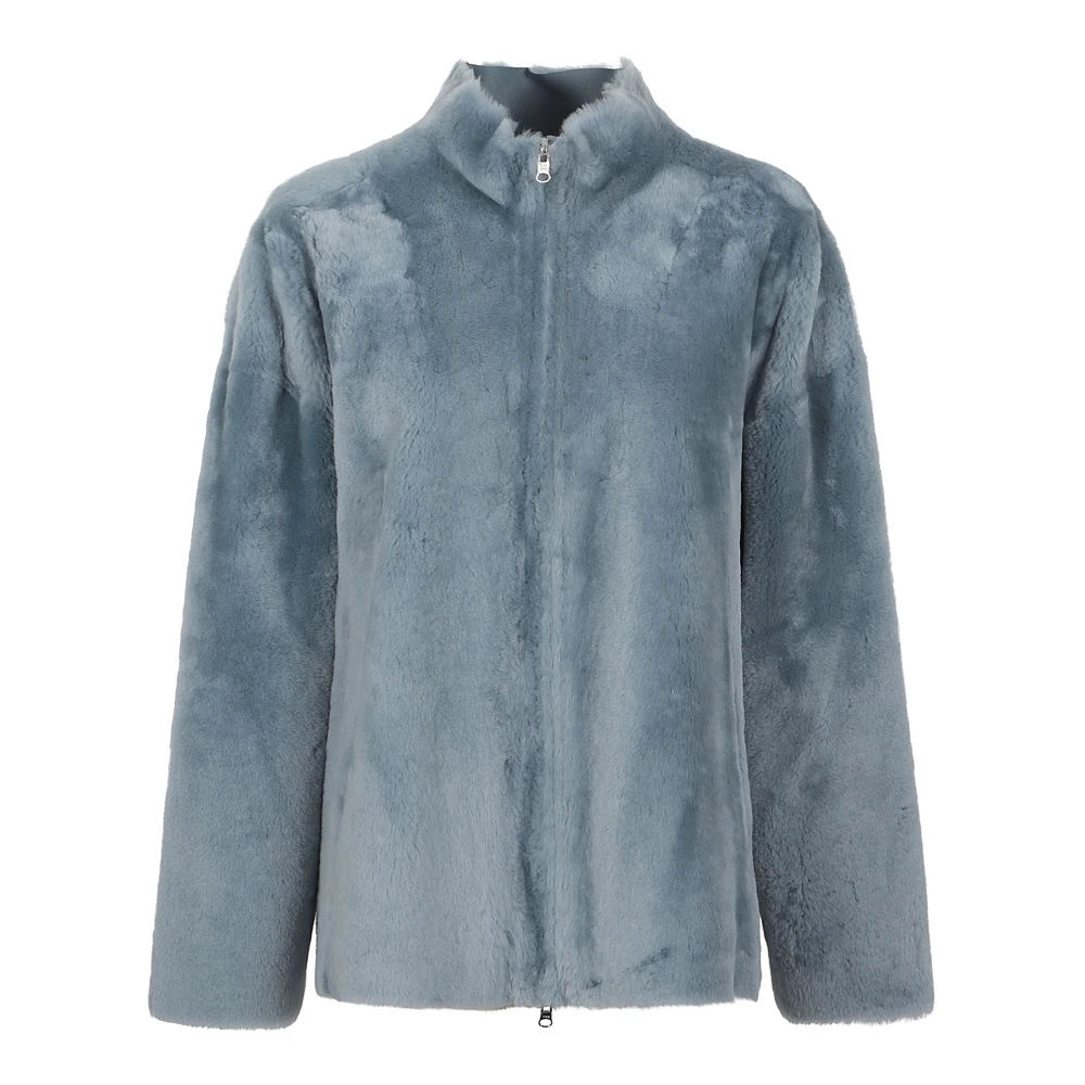 1972 Desa Heldere Blauwe Schapenvacht Jas Blue Dames