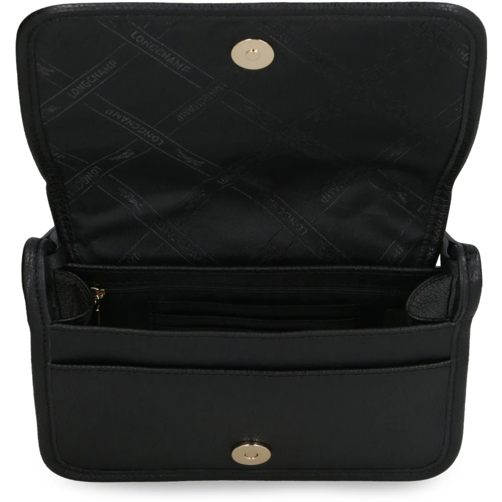 Longchamp Foulonné Leren Portemonnee met Ketting Black Dames