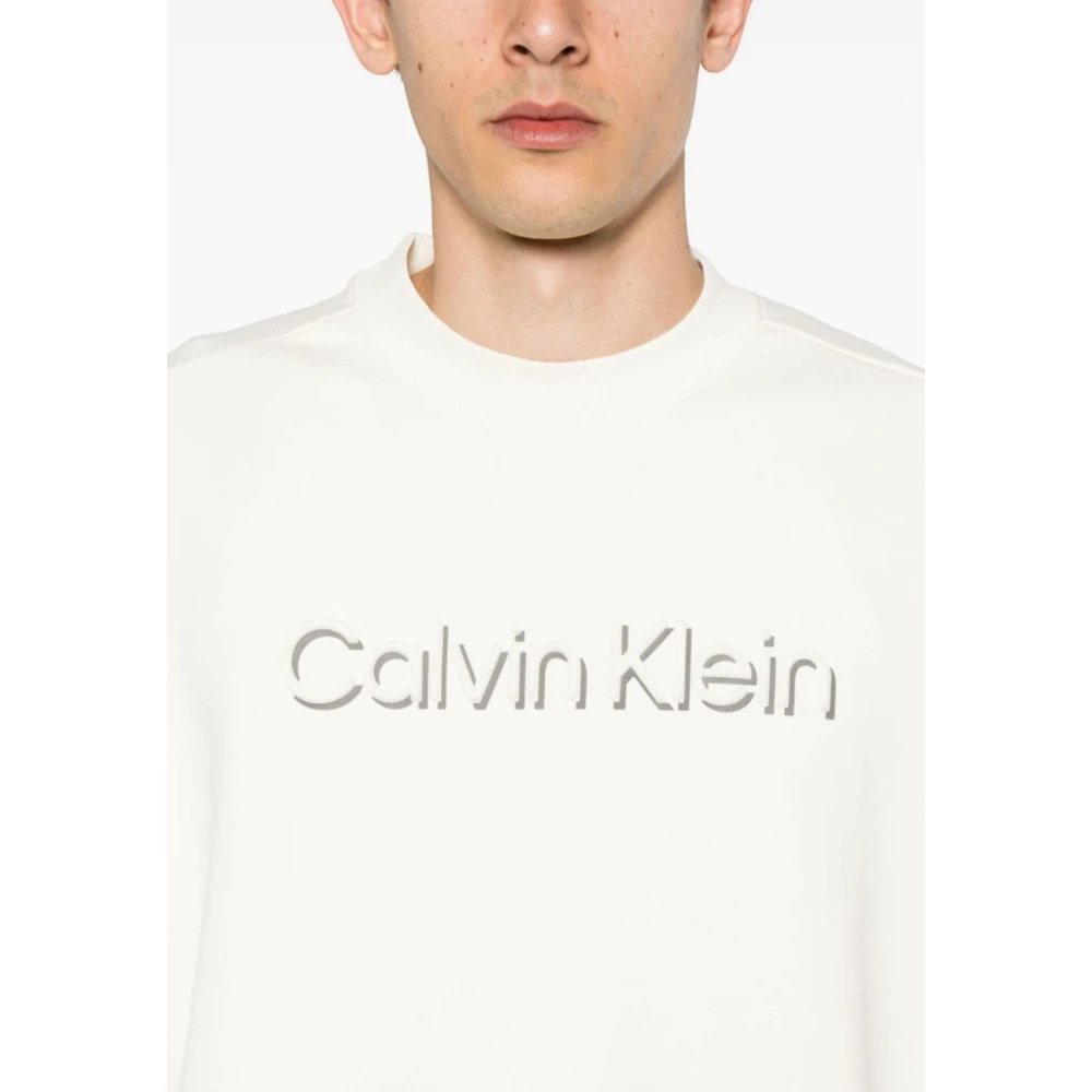 Calvin Klein Shadow Embossed Logo Trui White Heren