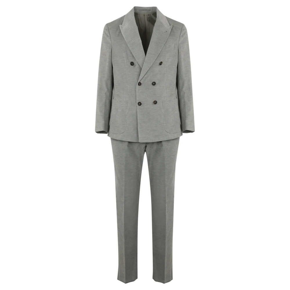 Eleventy Fluwelen Katoenen Pak Set Gray Heren