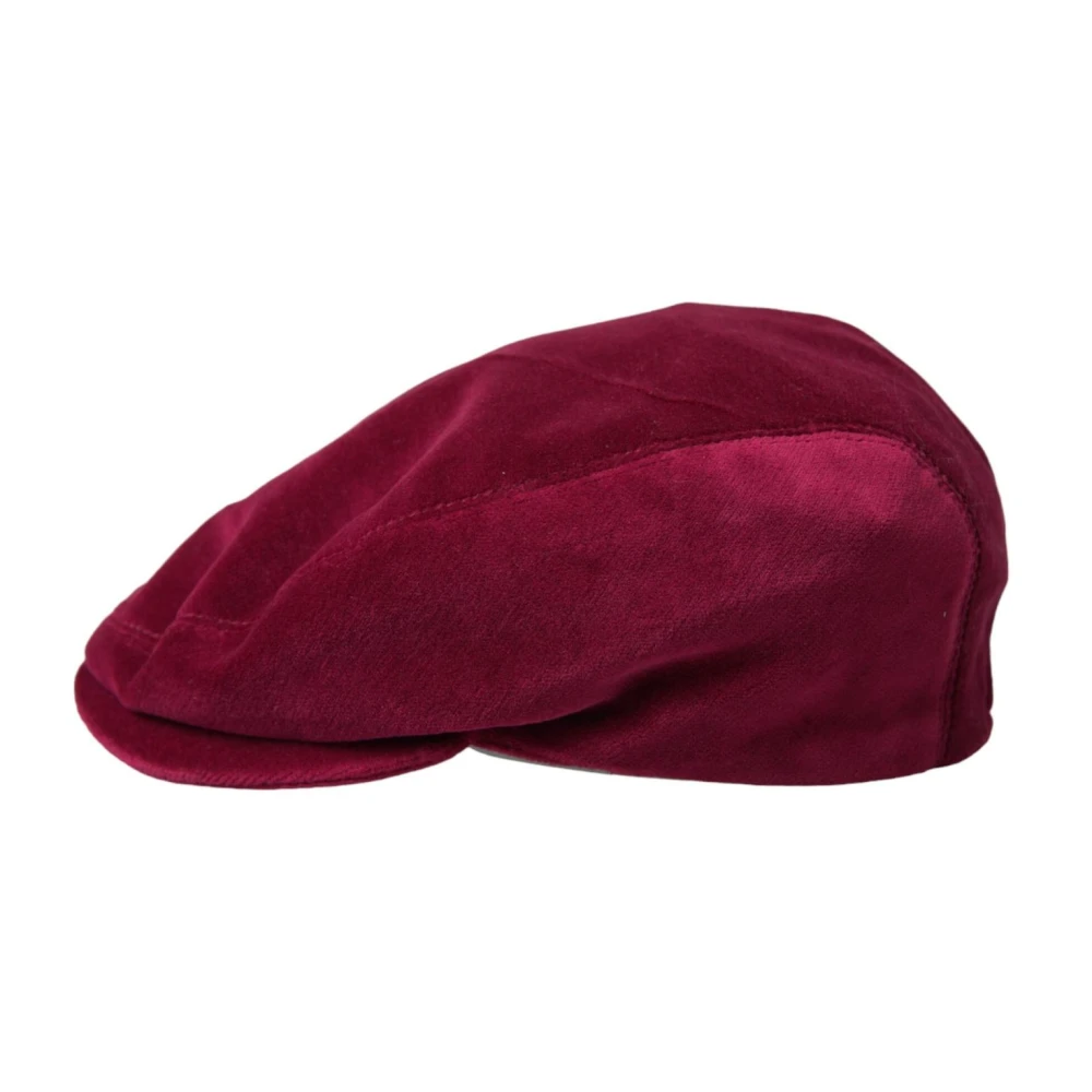 Dolce & Gabbana Maroon Velvet Newsboy Cap Brown, Herr