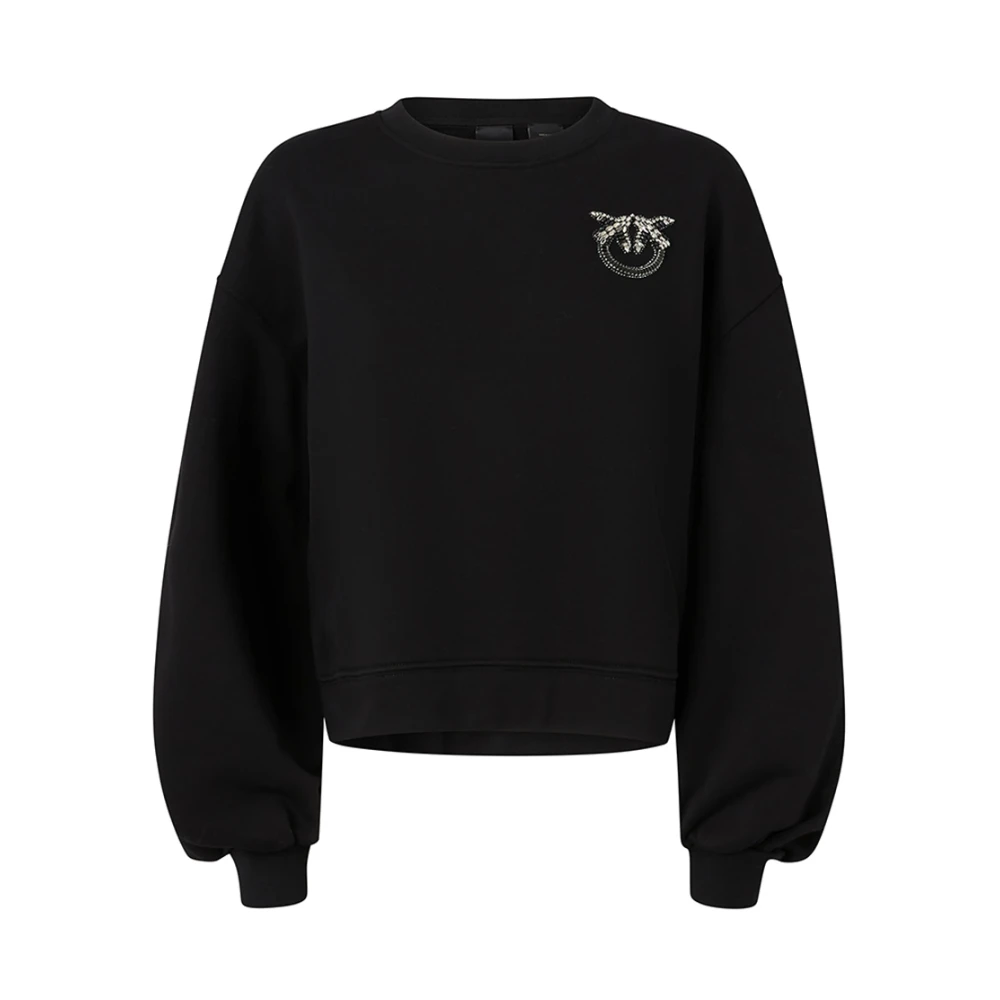Pinko Zwarte Sweater Love Birds Geborduurd Black Dames