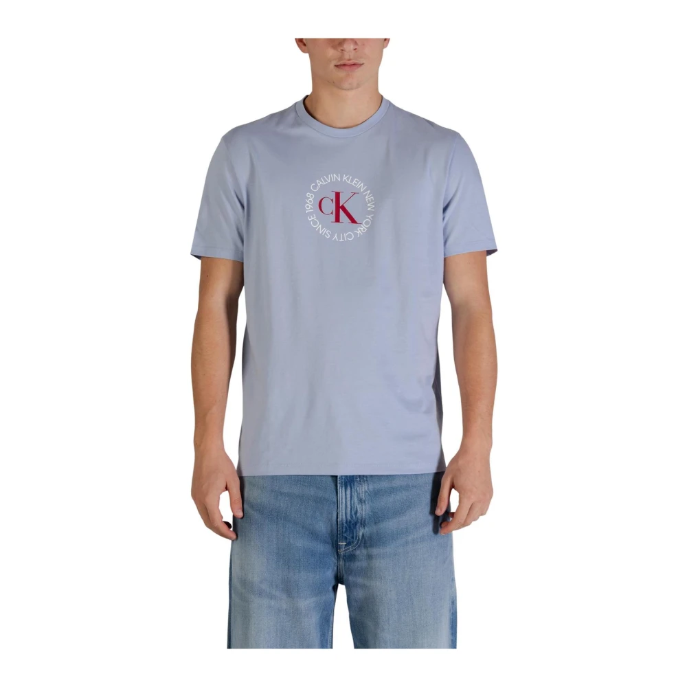 Calvin Klein Jeans Men's Blue T-Shirts, Xs, Short Sleeve Round Neck Cotton T-Shirt