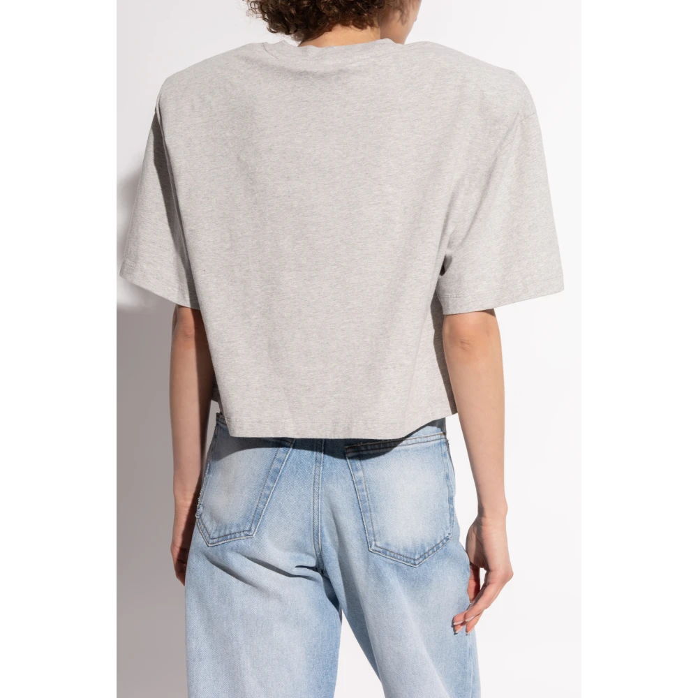 Halfboy T-shirt met schoudervullingen Gray Dames