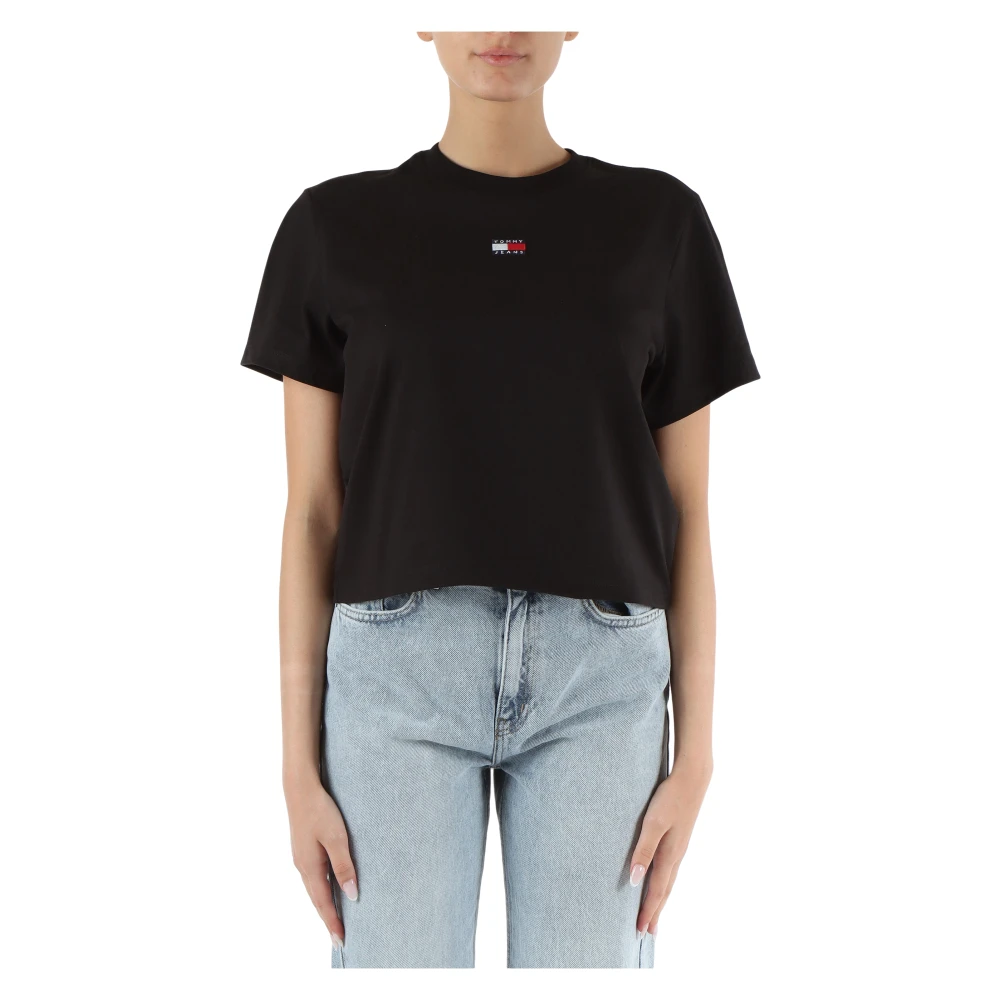 Tommy Jeans Bomull Logo Patch T-shirt Black, Dam