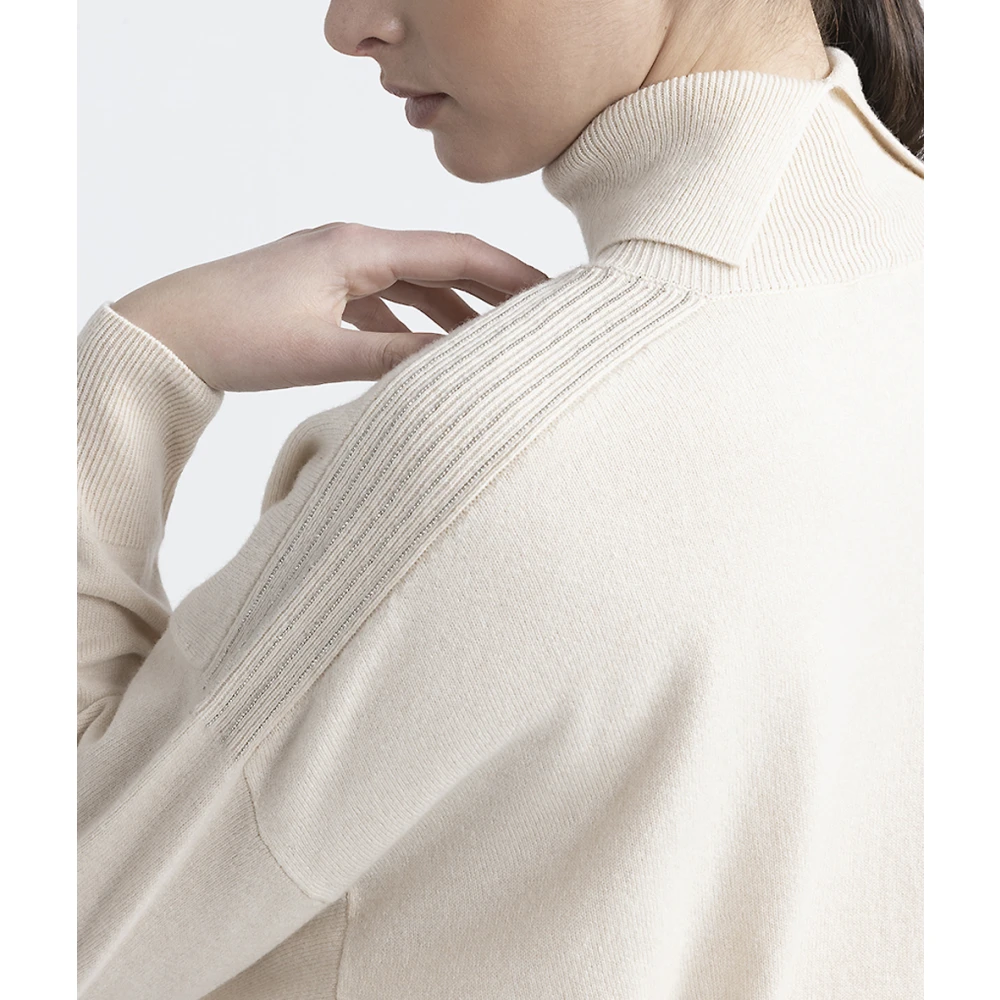 PESERICO Wol zijde en kasjmier ronde hals trui Beige Dames