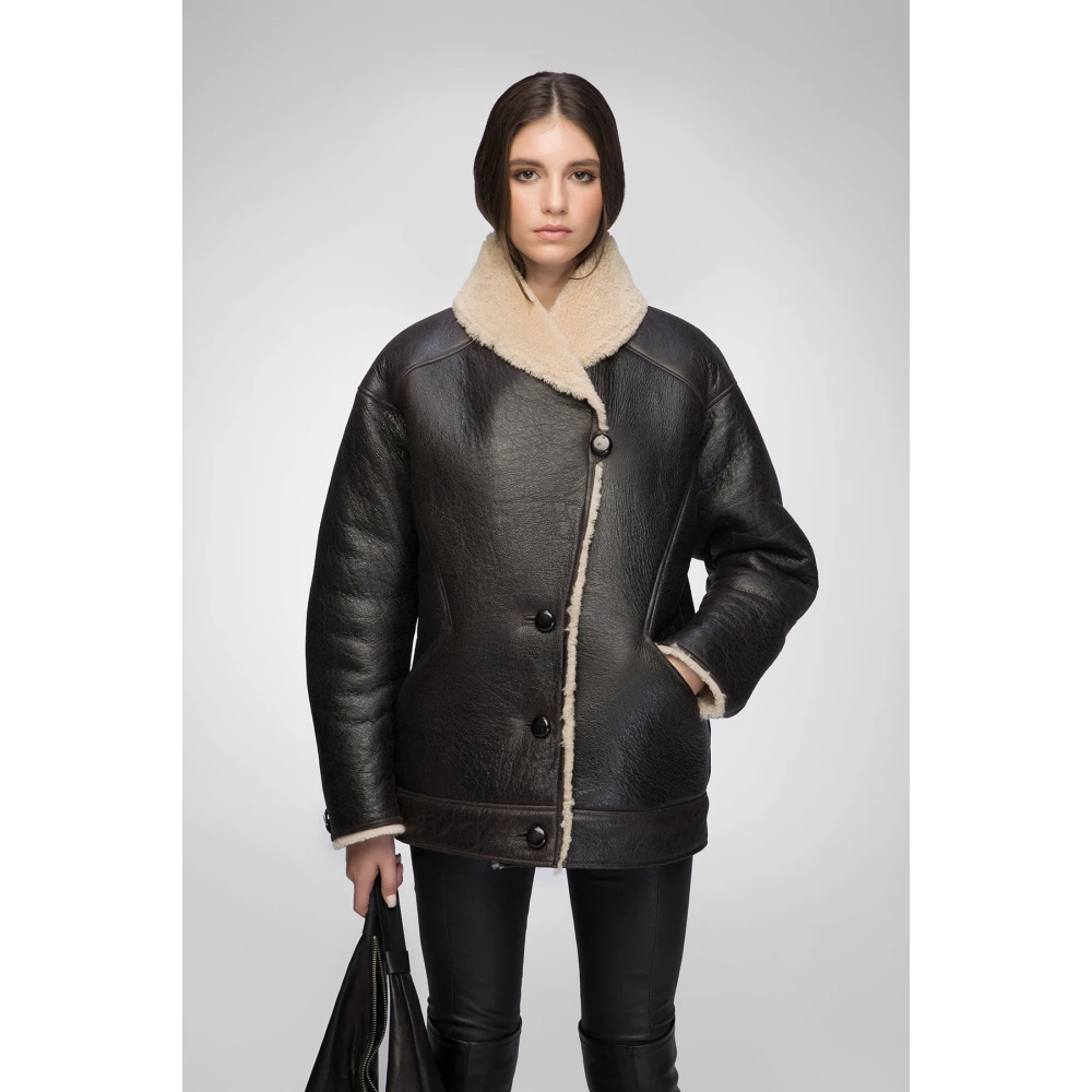 Vespucci by VSP Nila Bruin Beige Shearling Jas Brown Dames