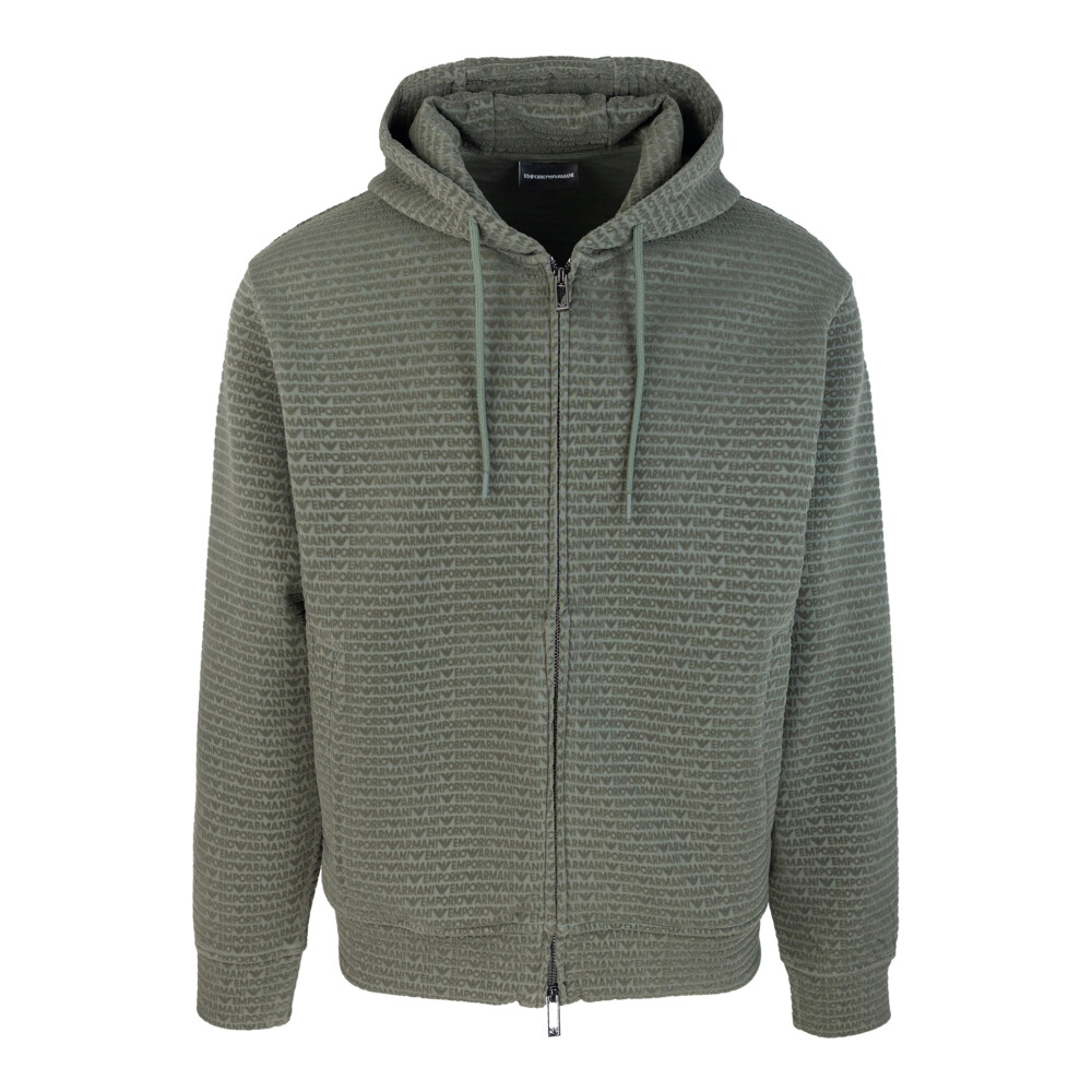 Green Hoodie Zip Up Sweater Emporio Armani Men s Fashion Miinto