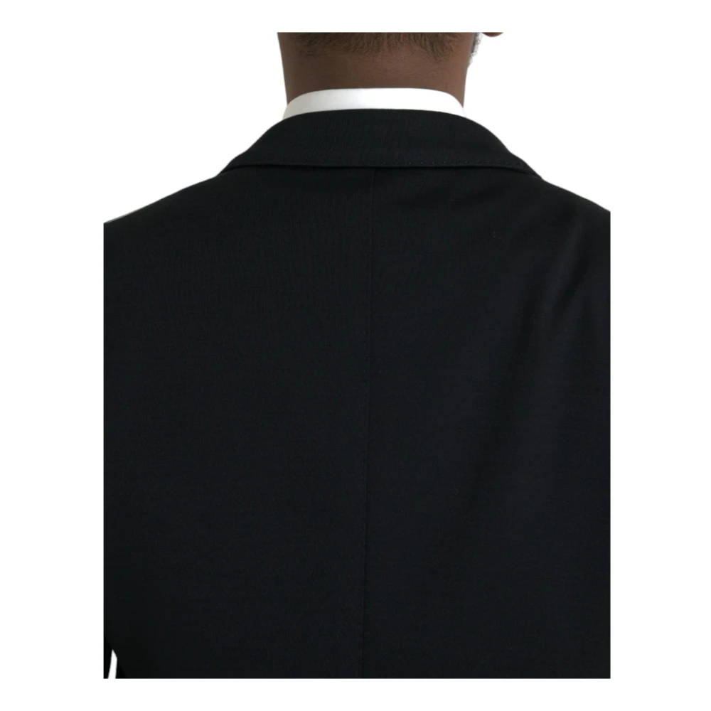 Dolce & Gabbana Zwarte Wol Notch Jas Blazer Black Heren
