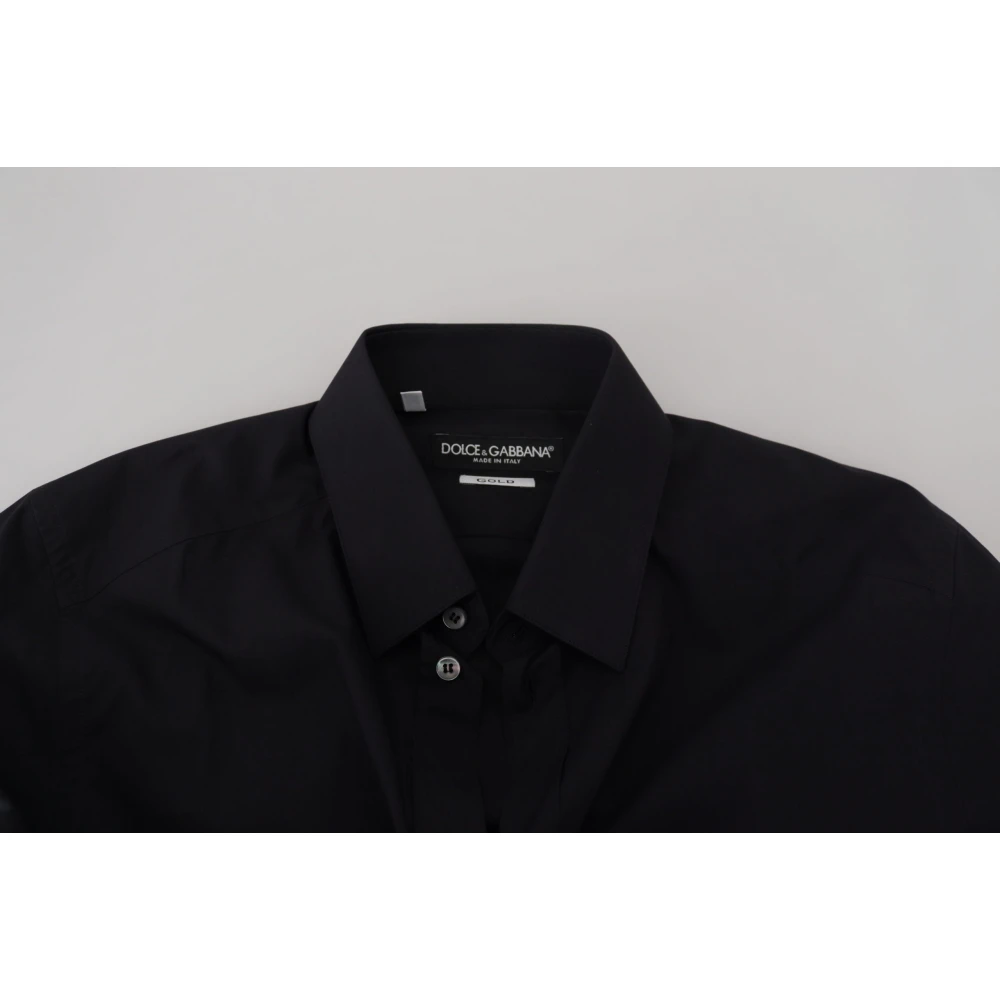 Dolce & Gabbana Zwarte Katoenen Slim Fit Formele Overhemd Black Heren