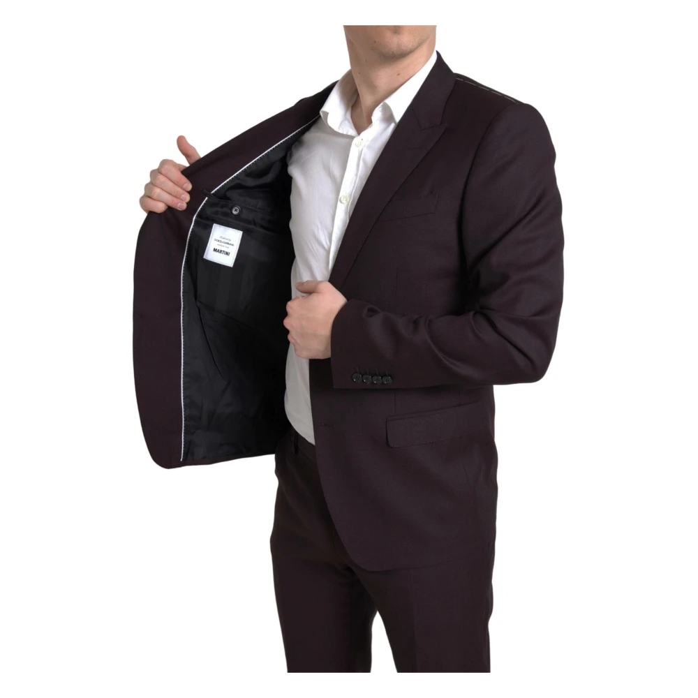 Dolce & Gabbana Maroon Martini Slim Fit Suit Set Brown Heren