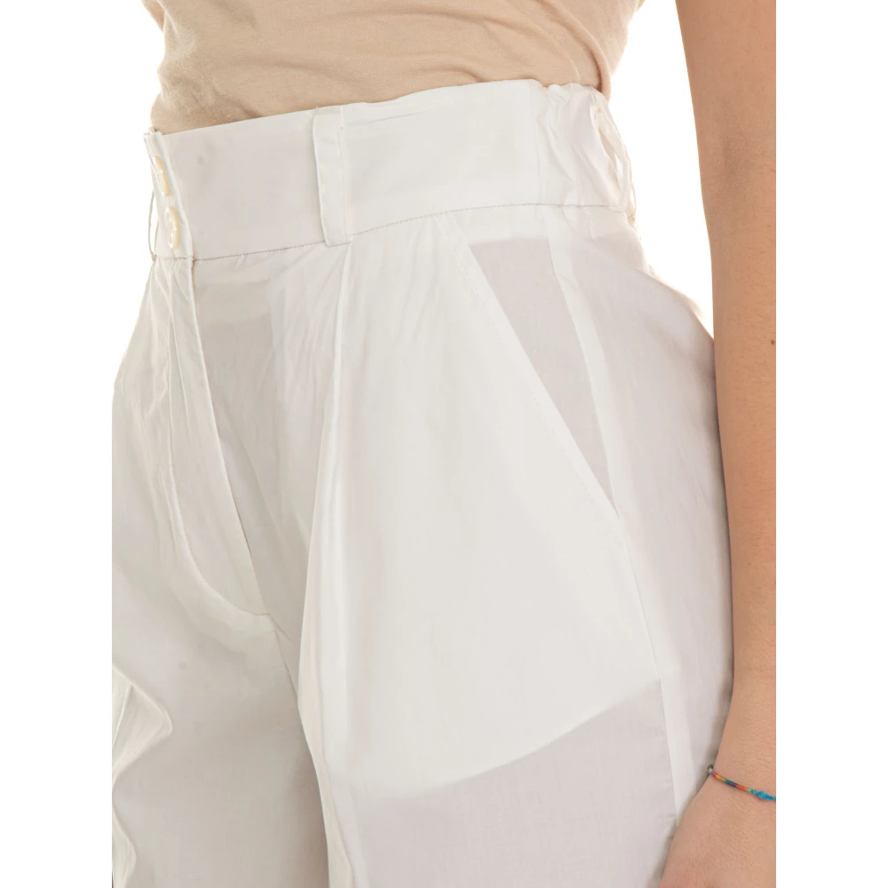 Woolrich Hoge Taille Katoenen Shorts met Zakken White Dames