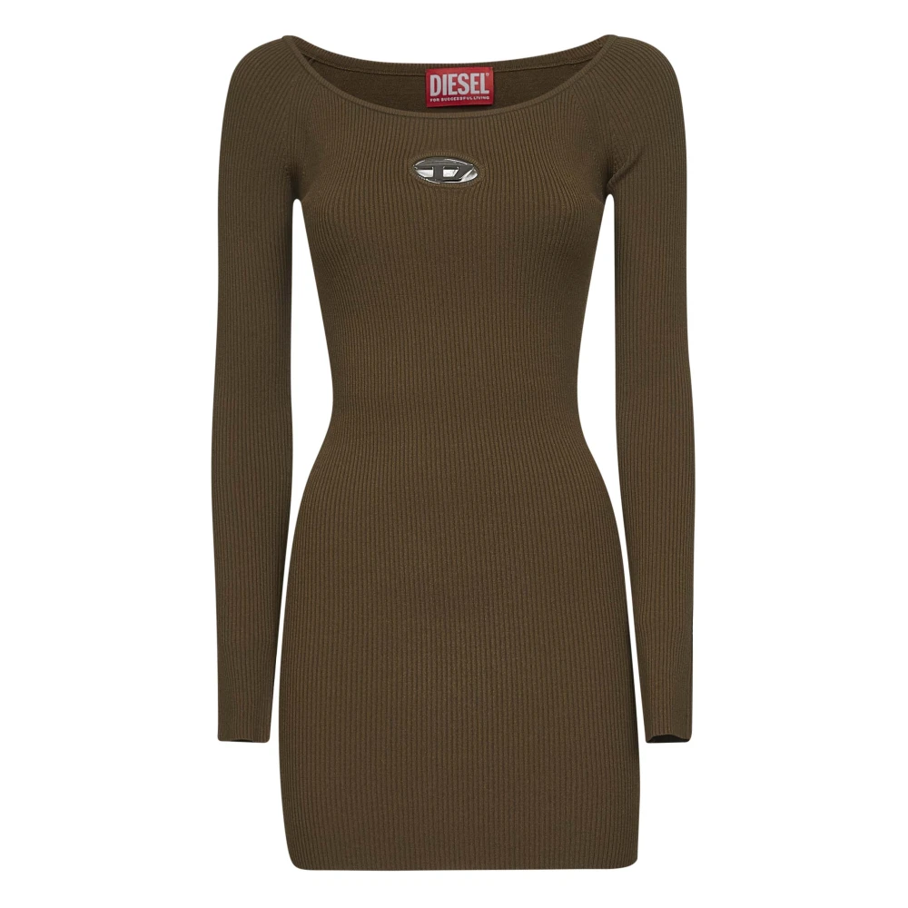 Diesel Women's Green Knit Dress With Oval Plate
