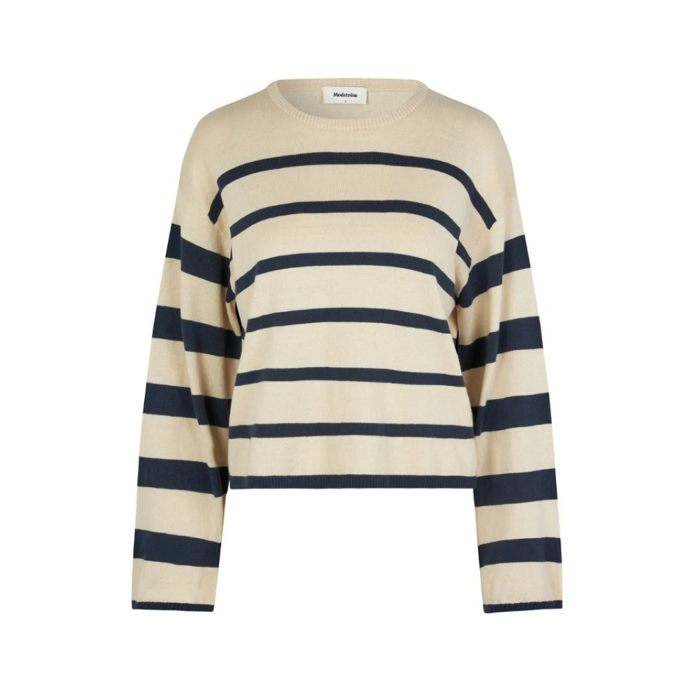 Modström Beige Blauwe Gestreepte Linnen Trui Multicolor Dames
