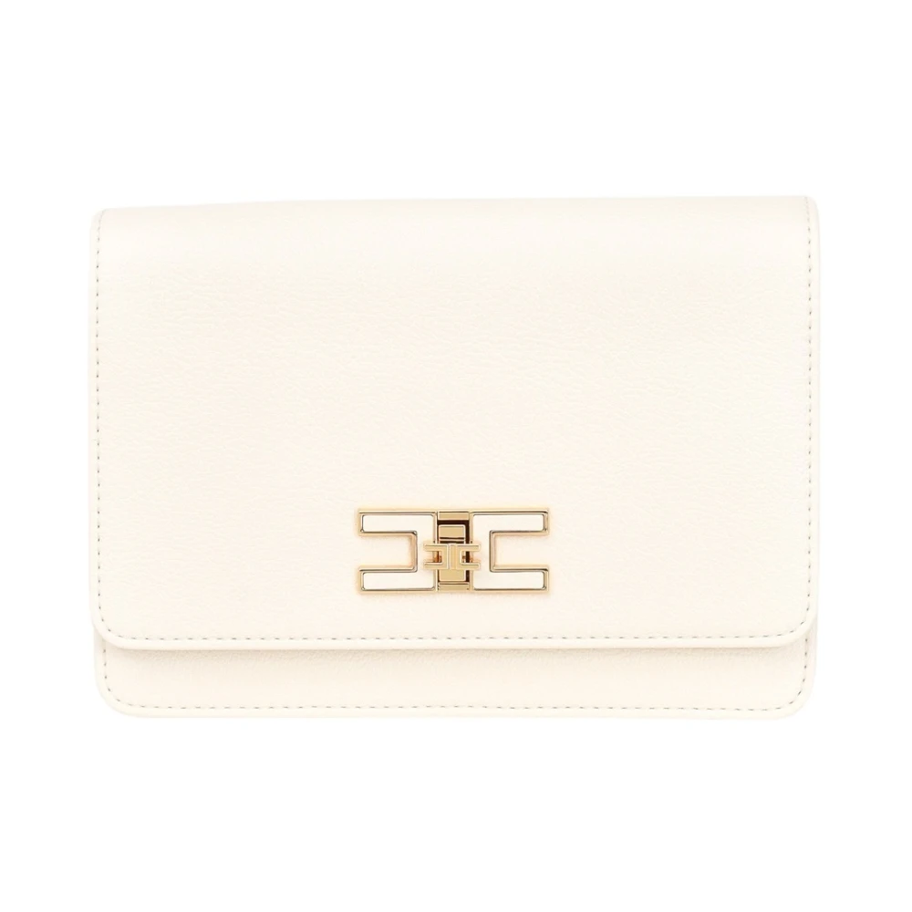 Elisabetta Franchi Vit Mini Crossbody-väska med Guld Kedja Yellow, Dam