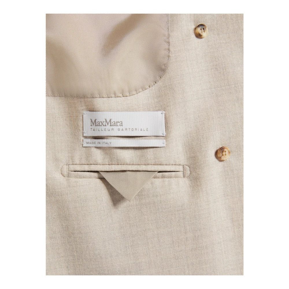 Max Mara Kasjmier Double-Breasted Jas met Peak Revers Beige Dames