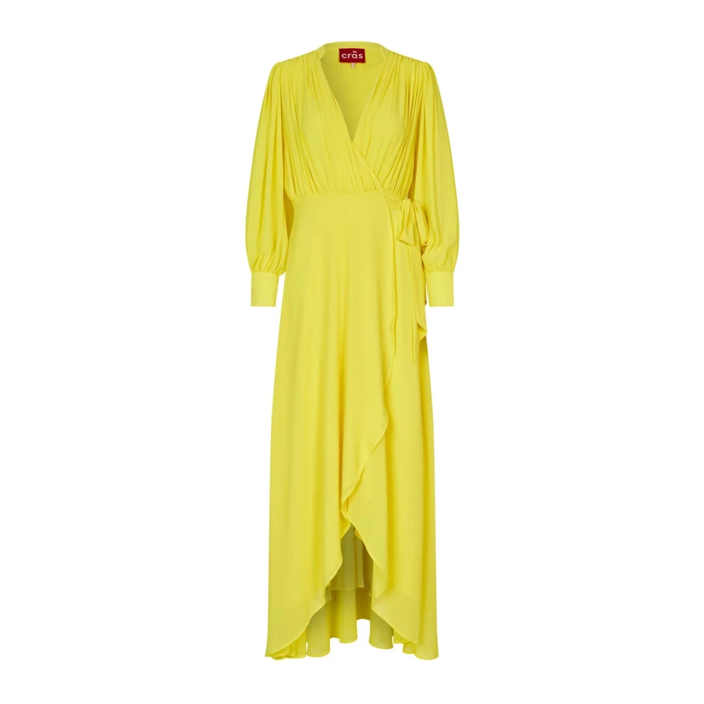 Cras Asymmetrische Chiffon Jurk Yellow Dames