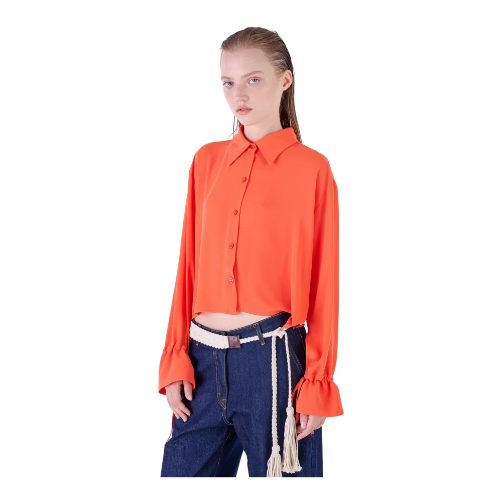 Silvian Heach Klokmouw Shirt Over Lijn Orange Dames