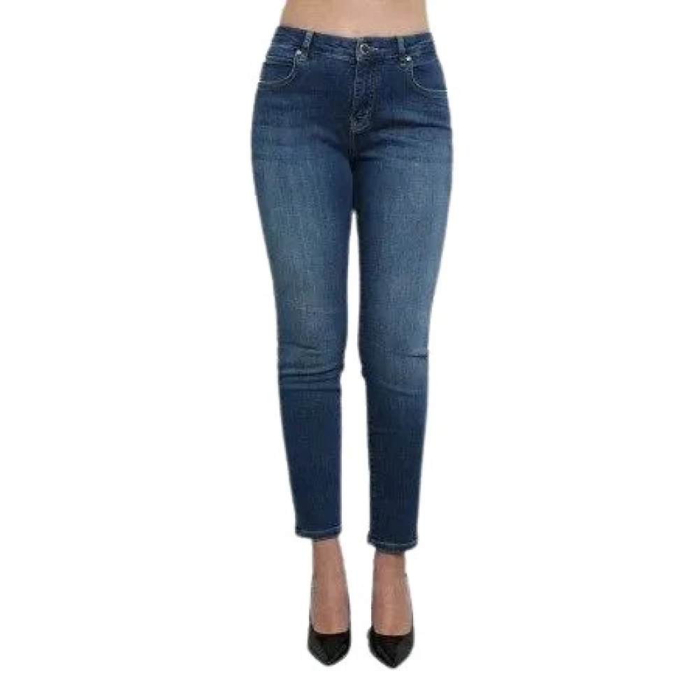 Pinko Love Birds Skinny-Fit Cropped Jeans Blue Dames