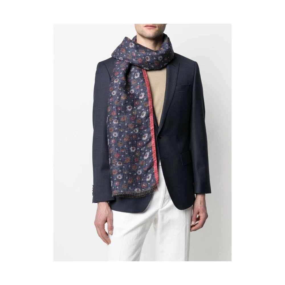 Lady Anne Blauwe Bloemen Linnen Sjaal Multicolor Heren