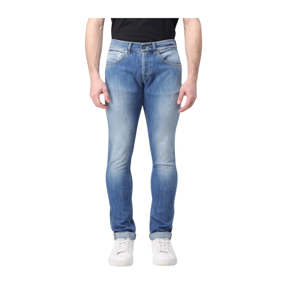 Dondup Blauwe Skinny Jeans met Logo Print Blue Heren