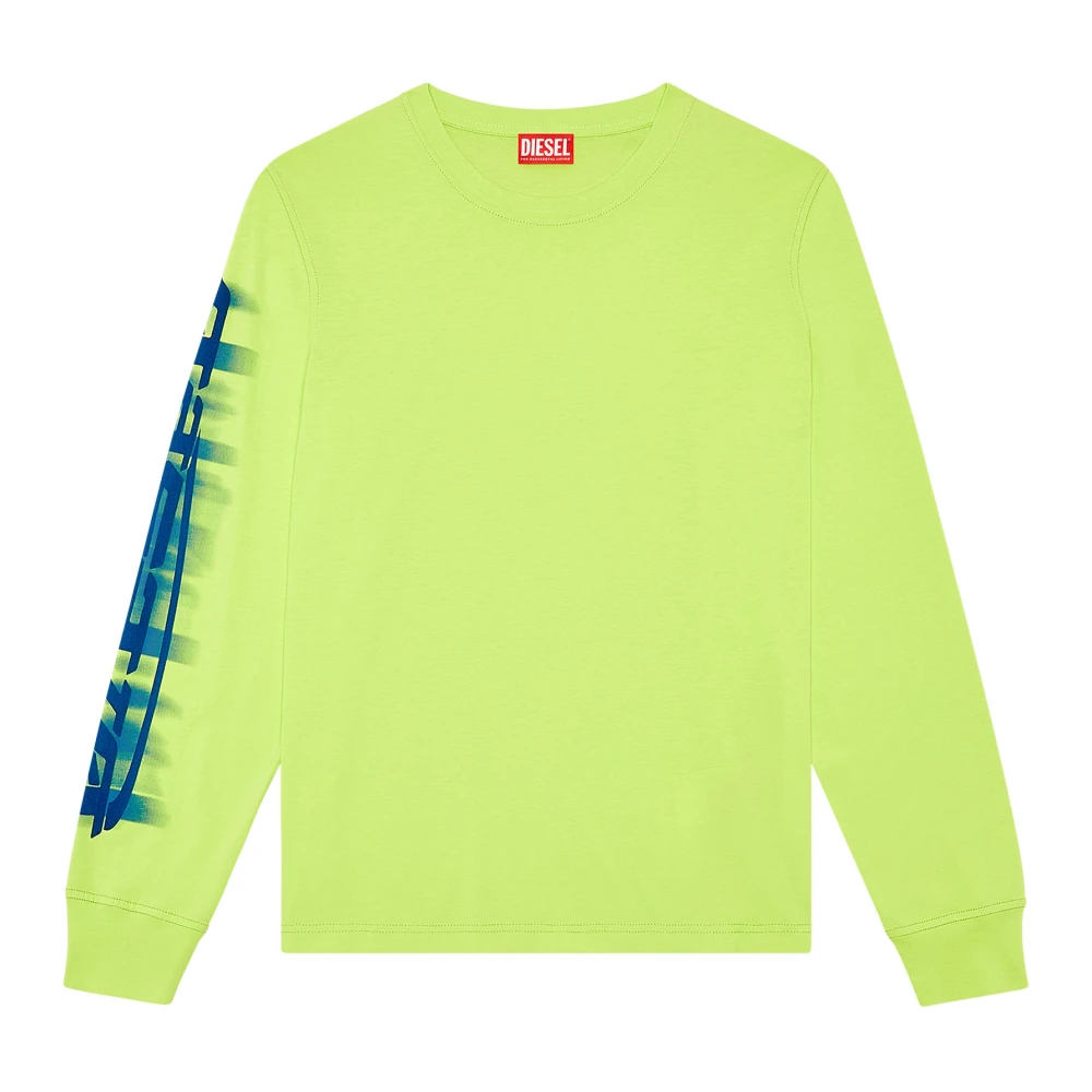 Diesel Long-sleeve T-shirt with blurry print Green Heren