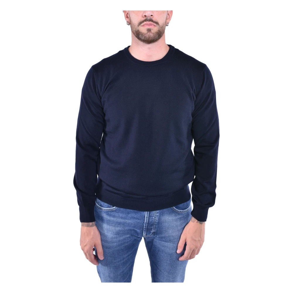 Kangra Men's Blue Soft Wool Crewneck Sweater