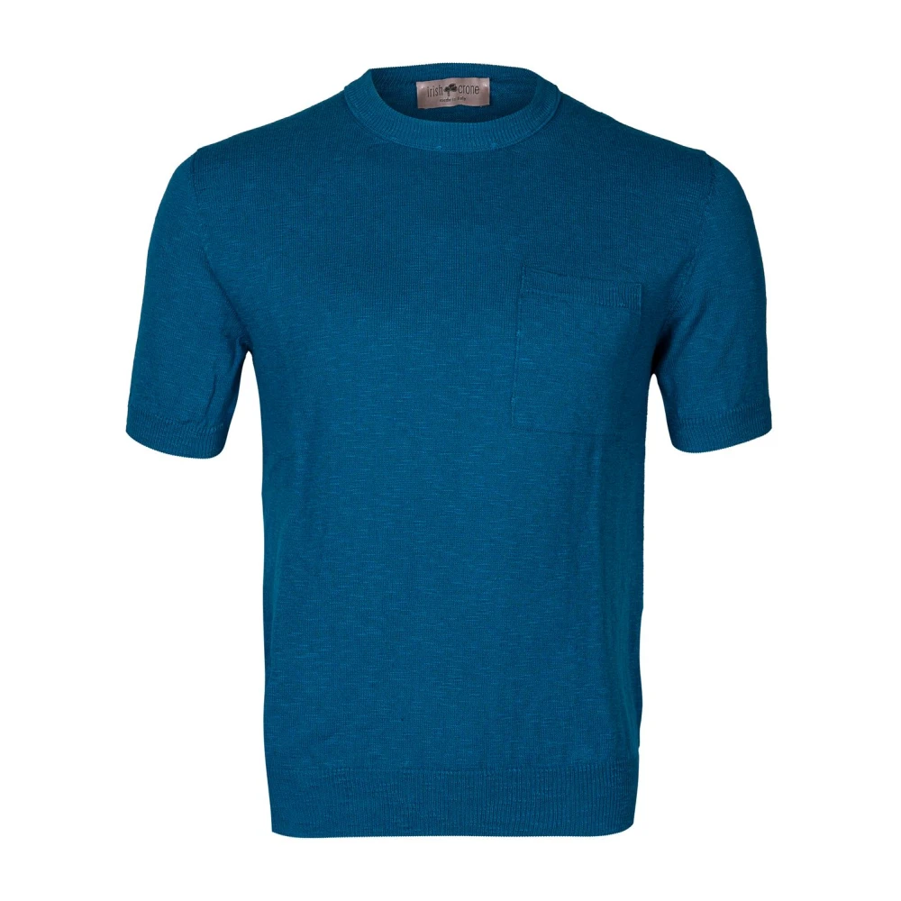 Irish Crone Slim Fit Crewneck T-shirt met zakje Blue Heren