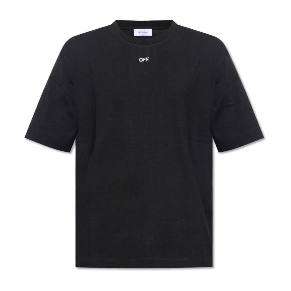 Off White Men's Black T-Shirt With Logo - T-Shirts - Xl - Tops