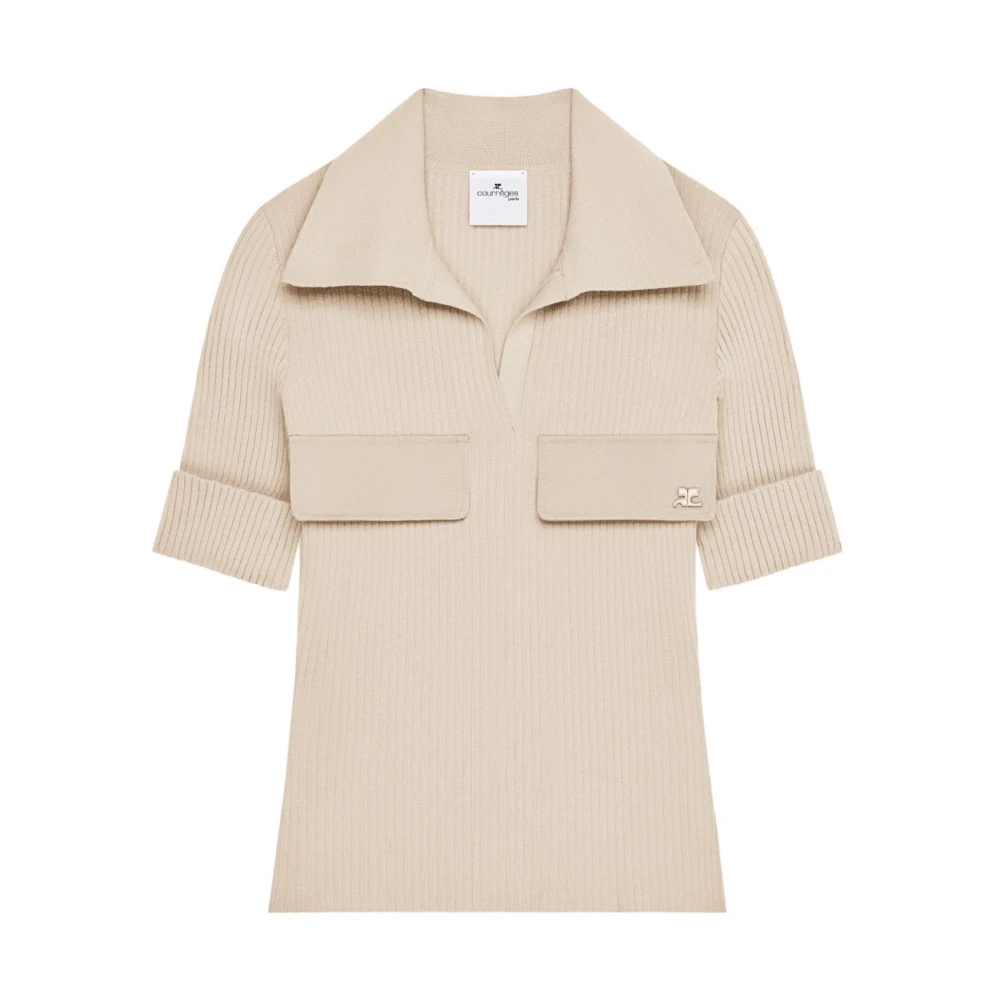 Courrèges Donna Beige Top, M, New,