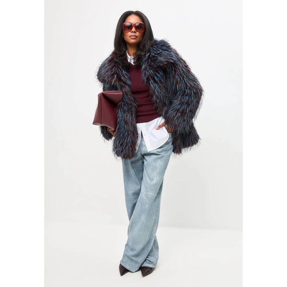 Cesare Gaspari Faux Fur & Shearling Jackets Blue Dames