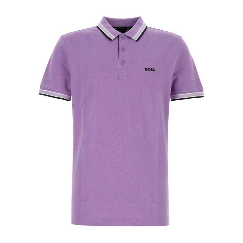 Boss Paarse Piquet Polo Shirt Purple Heren