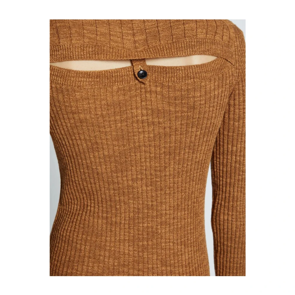 Proenza Schouler Ribgebreide Top met Achteruitsnijding Brown Dames