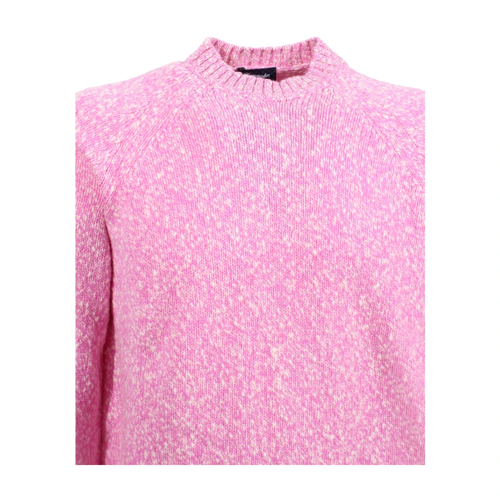 Drumohr Fuchsia Wollen Trui Ronde Hals Geribbeld Pink Heren