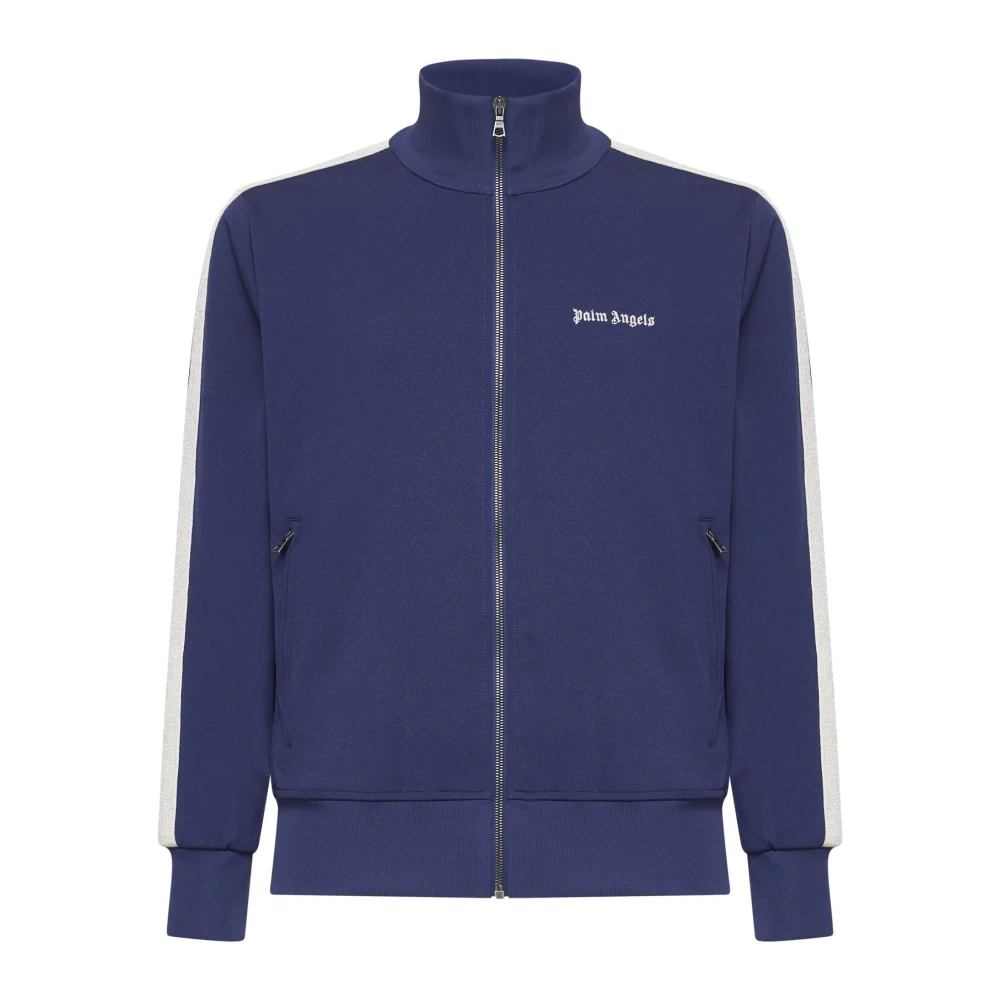 Palm Angels Navy Blue Track Jacket med Logo Blue, Herr