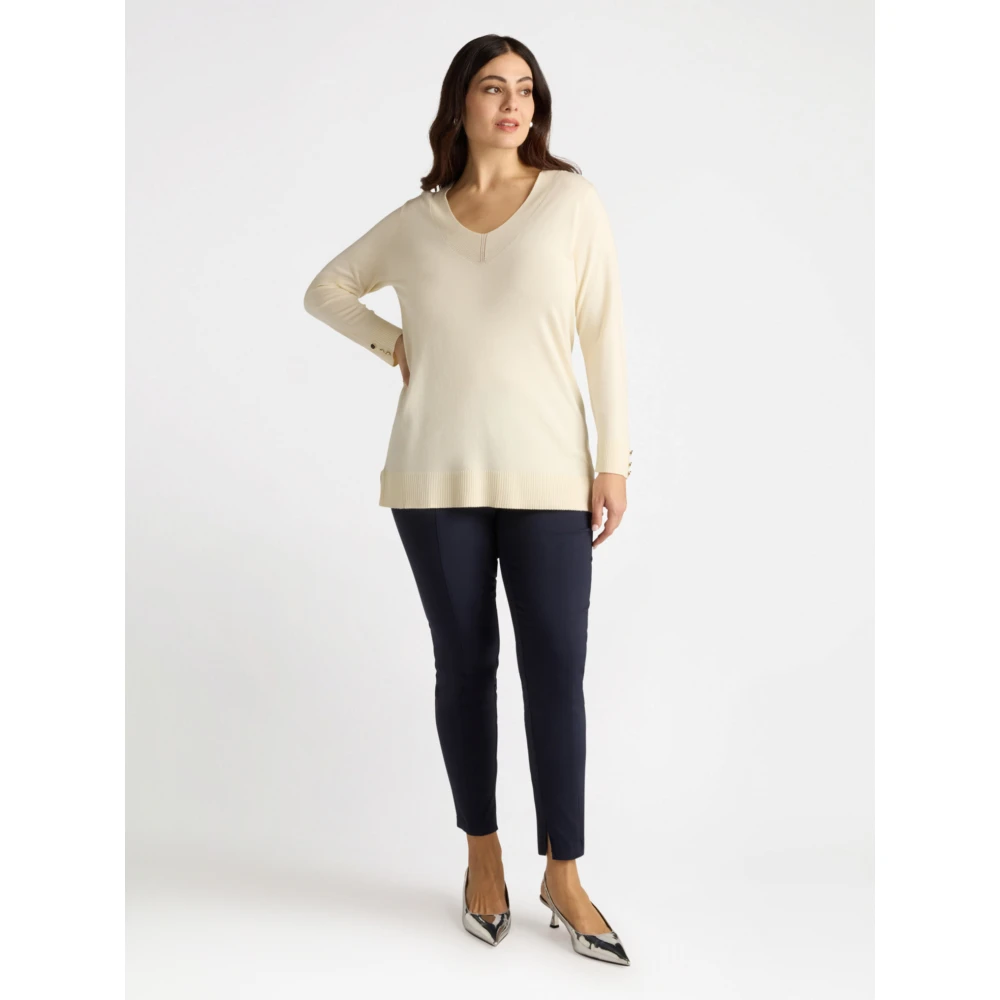 Fiorella Rubino Lange Pullover met Lenzing™ Ecovero™ Viscose White Dames